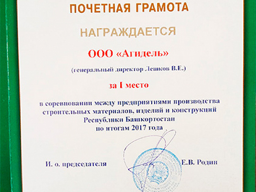 Почетная грамота №1